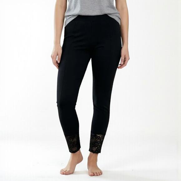 EXPRESS Black Skinny Lace Hem Mid Rise Legging - Picture 1 of 7
